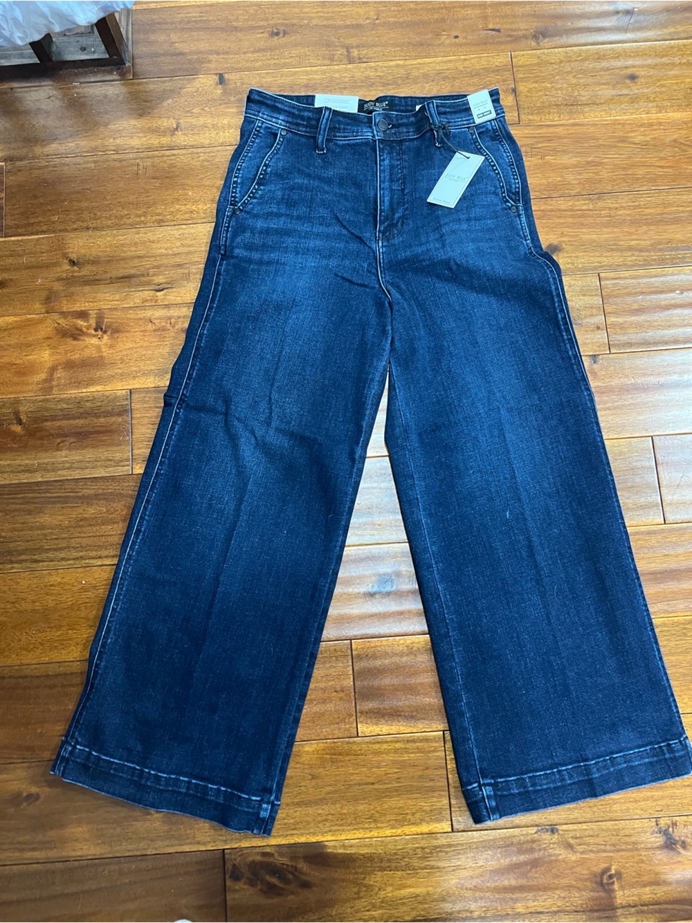 High Rise Judy Blue Dark Wash Wide Leg Ankle trousers jeans